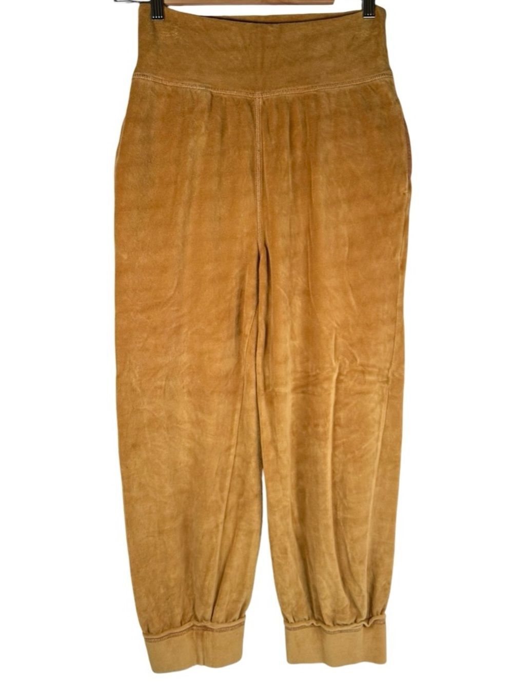 Free People FP Movement Burnt Brown Velour Yoga Athleisure Pants Size Small